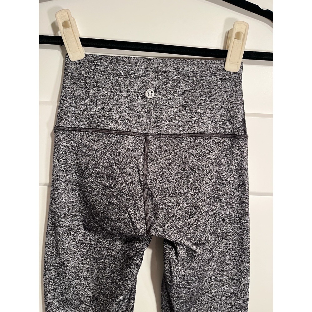 Lululemon Wunder Under Leggings Womens 2 Heathered Black Gray High Rise Ankle